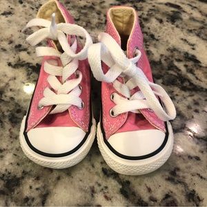 Little girl pink converse high tops